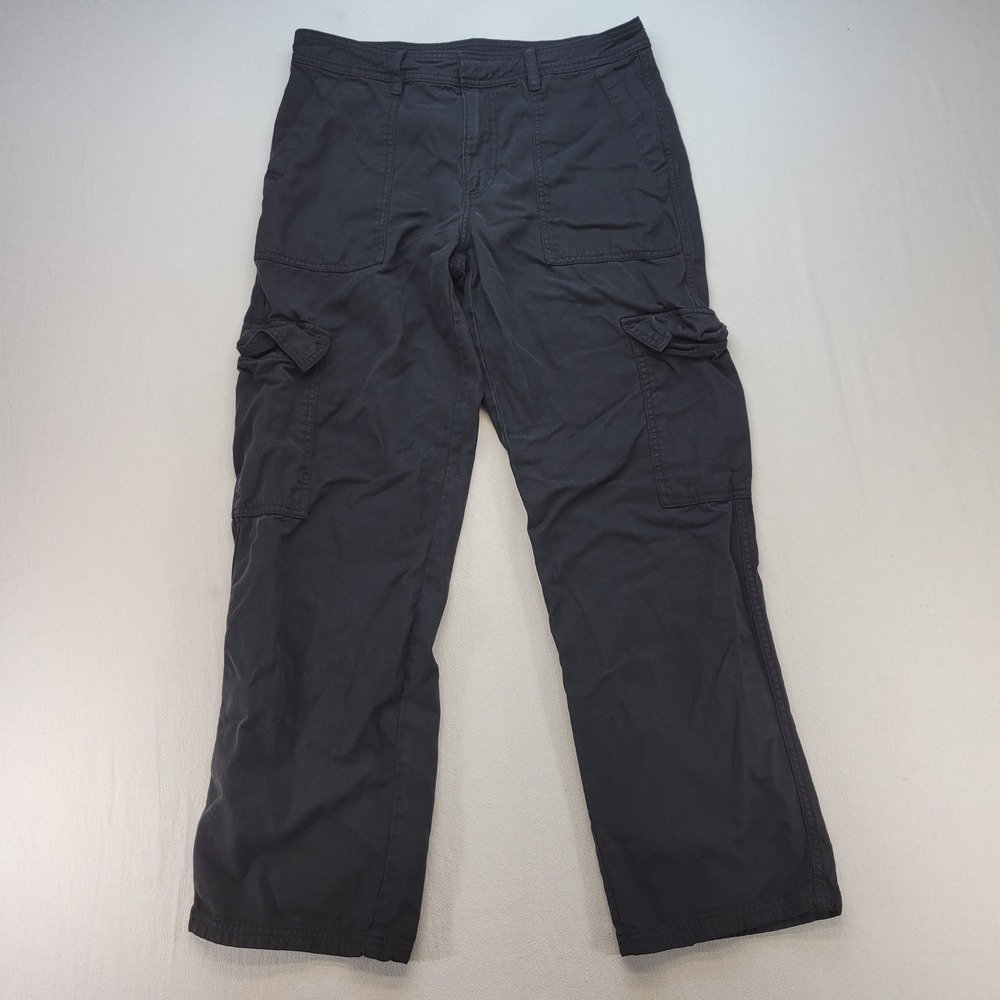 American Eagle Cargo Pants Womens 10 Black Baggy Straight Leg Utility